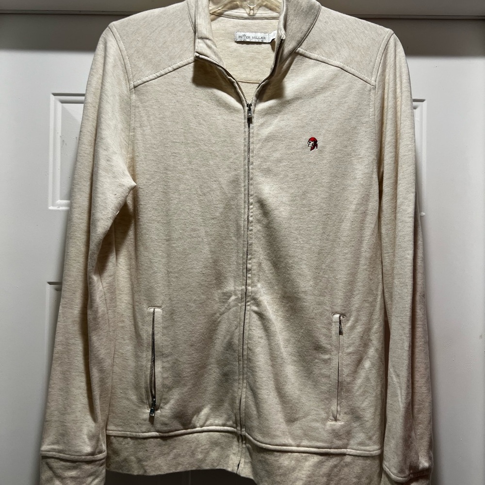 Peter Millar Cream Zip-Up Sweater